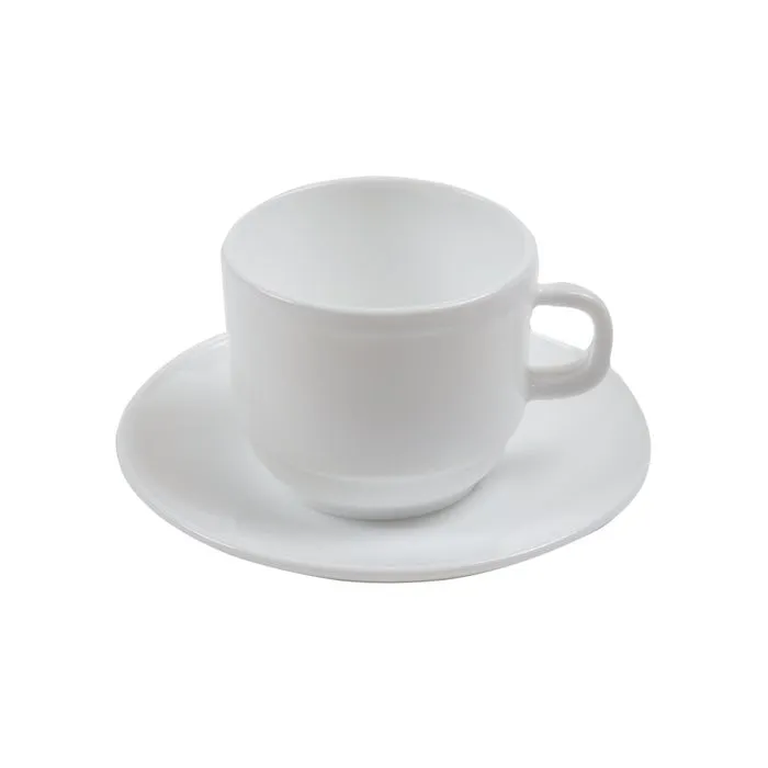 Ceasca si farfurioara cafea White, sticla termica, alb, 250 ml