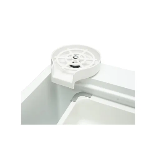 Chiuveta bucatarie otel inoxidabil cu doua baterii, functie cascada, spalator pahare, dozator sapun, scurgator, tava, tocator si accesorii scurgere incluse, 75x46x23.5cm — imaginea 7