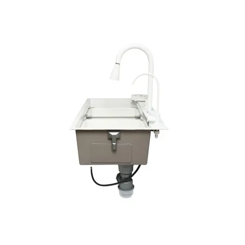 Chiuveta bucatarie otel inoxidabil cu doua baterii, functie cascada, spalator pahare, dozator sapun, scurgator, tava, tocator si accesorii scurgere incluse, 75x46x23.5cm — imaginea 4