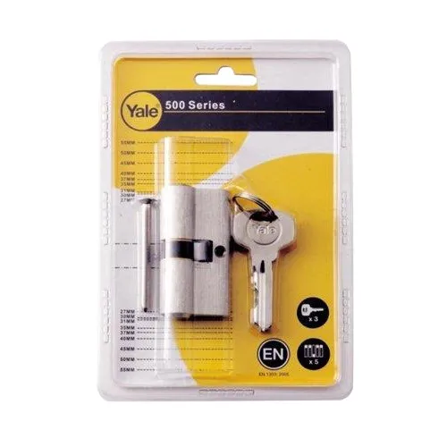 Cilindru siguranta pentru usi lemn / metal Yale, alama, 5 chei cu amprenta, 35 x 35 mm