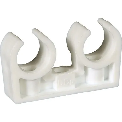 Clema suport dubla din PPR alb 20-22 mm