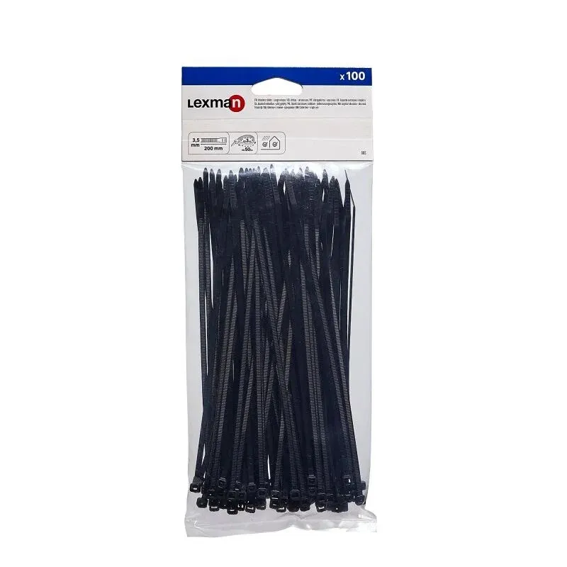 Colier 200 x 3.5 mm, negru (set 100 buc)