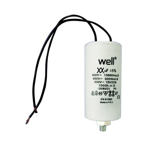 Condensator pornire motor Well 35uF 400V, cu fire de conexiune