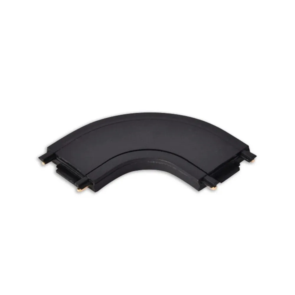 Conector R semirotund Klausen Track Light KL182014, 90 de grade, pentru sina magnetica, 48 V DC, IP20, negru