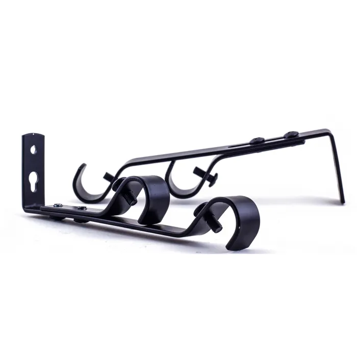 Consola galerie, dubla, metal, 16 mm, negru, 2 buc / set