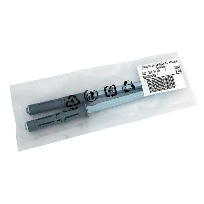 Console invizibile, pentru etajere, 8 x 100 mm, set 2 bucati