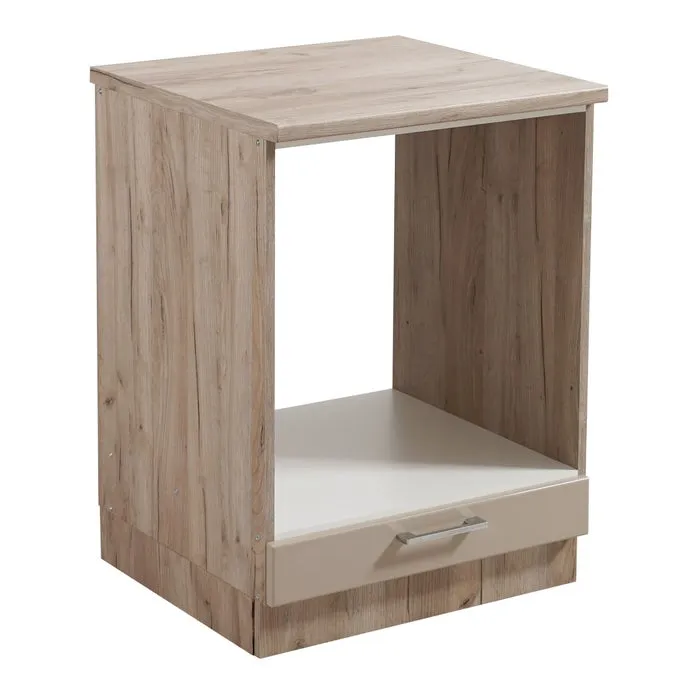 Corp inferior bucatarie Diana D60 UR, cu blat, pentru cuptor, stejar gri + alb + folie lucioasa nisip, 60 x 60 x 85 cm, 2C