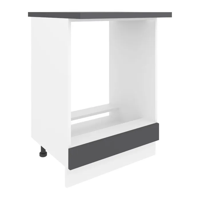 Corp inferior bucatarie Nera, cu blat, pentru cuptor, gri antracit + alb, 60.2 x 60.2 x 84.1 cm, 2C