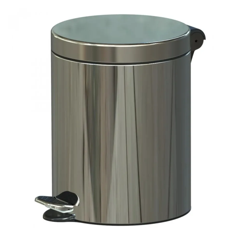 Cos de gunoi cu pedala si capac batant, Opera Studio Casa, inox, forma cilindrica, 5 L