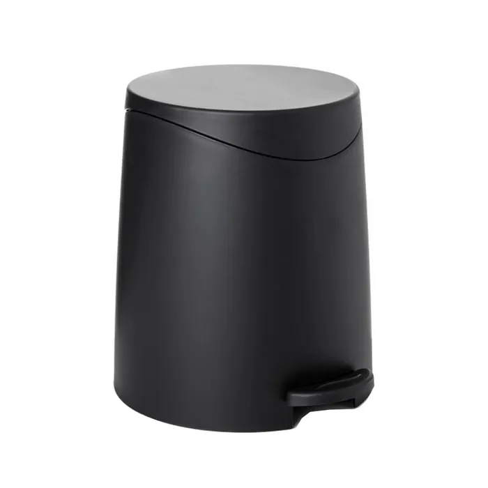 Cos de gunoi cu pedala si capac batant, Tatay, plastic, forma semiovala, negru, 3 L