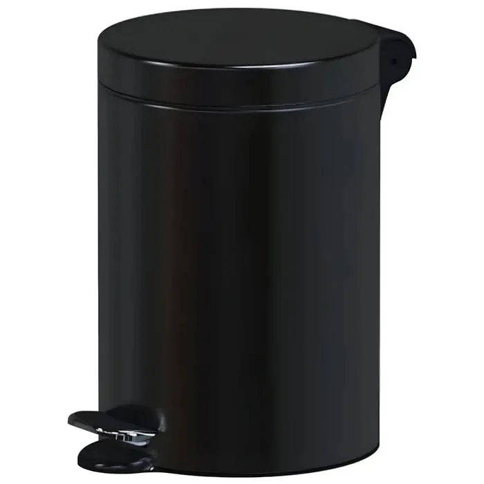 Cos de gunoi, cu pedala si capac soft-close, Alda SOFTF611A, metal + plastic, forma cilindrica, negru, 5 L