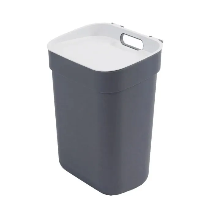 Cos de gunoi, Curver Ready to Collect 251937, cu capac, plastic, forma dreptunghiulara, gri inchis, 10 L