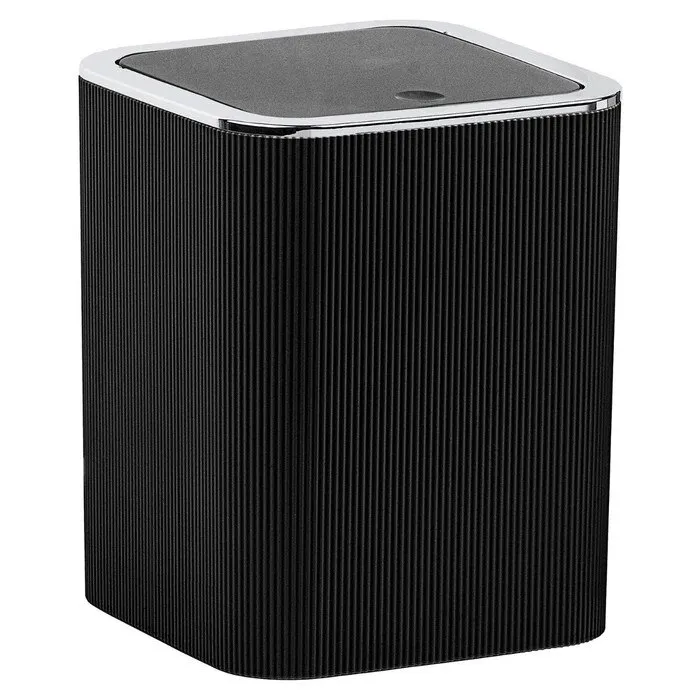 Cos de gunoi, Okyanus Home Diva OKY-500-1, plastic, forma dreptunghiulara, negru + cromat, 5 L