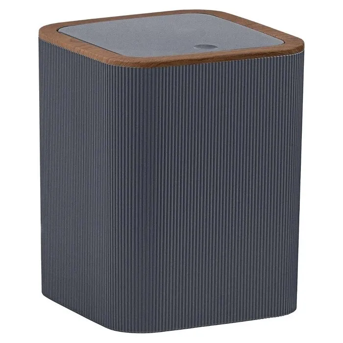 Cos de gunoi, Okyanus Home Diva OKY-500-3, plastic, forma dreptunghiulara, antracit + lemn, 5 L