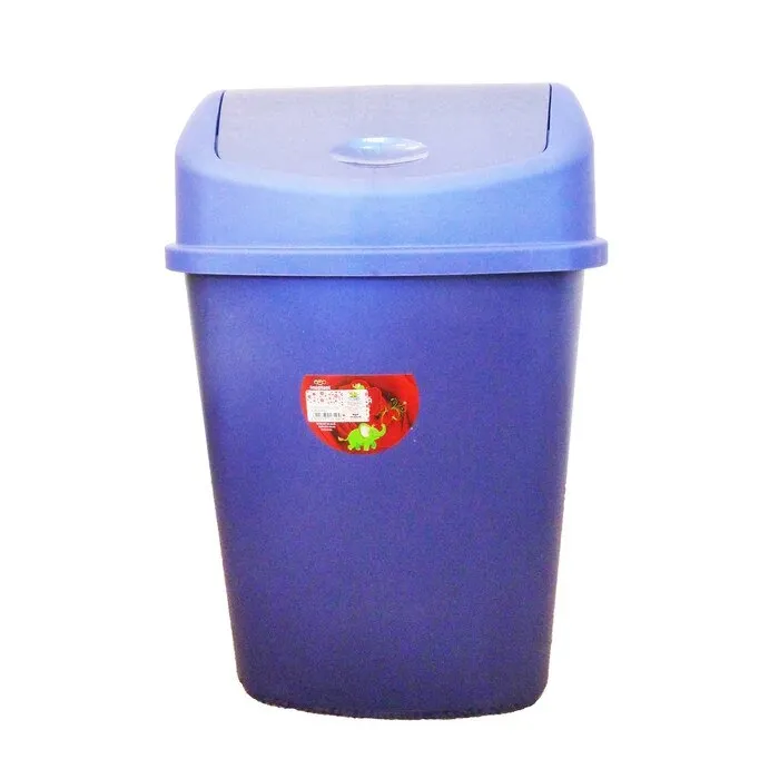 Cos de gunoi, Plastina Lotus, capac batant, plastic, forma dreptunghiulara, albastru, 55 L