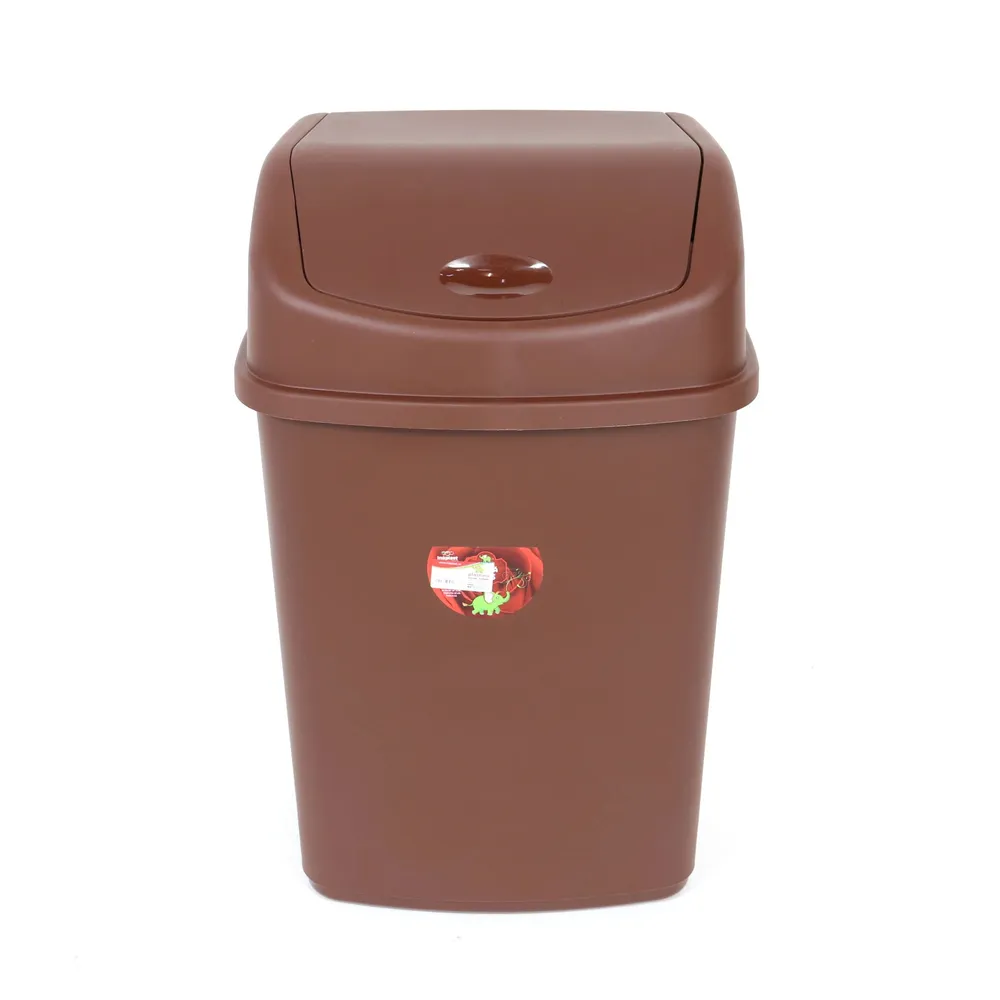 Cos de gunoi, Plastina Lotus, capac batant, plastic, forma dreptunghiulara, maro, 55 L