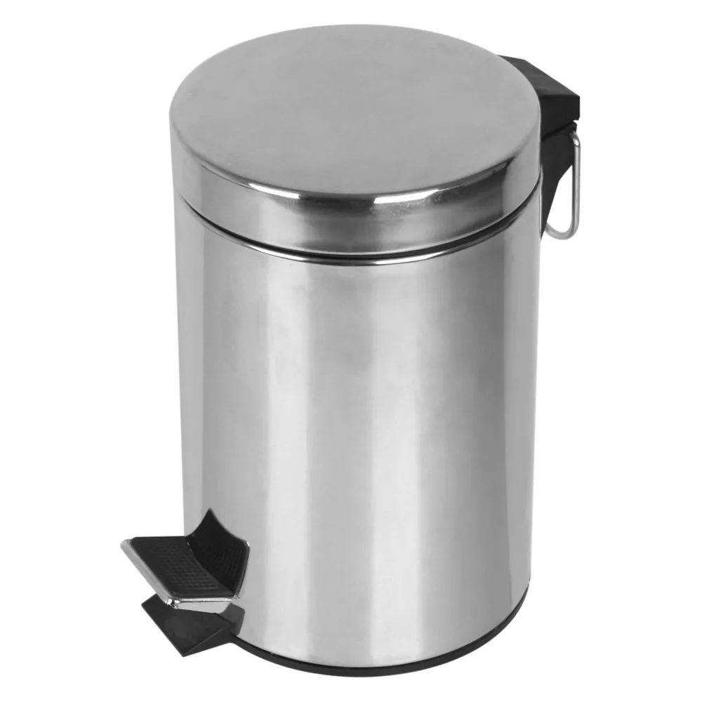 Cos de gunoi Sensea Urban, pentru baie, 3 L, cu pedala, forma rotunda, inox mat