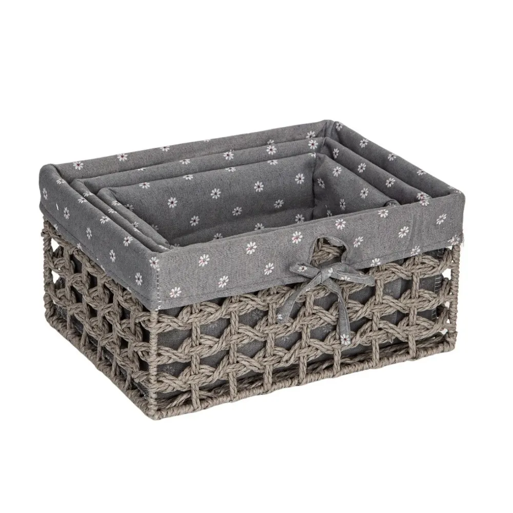 Cos depozitare K005-1, sfoara de hartie + material textil, dimensiuni diferite, set 3 bucati