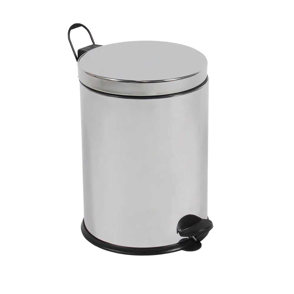 Cos gunoi BCK409400 din inox + plastic, forma cilindrica, cromat, cu pedala si capac batant, 3L