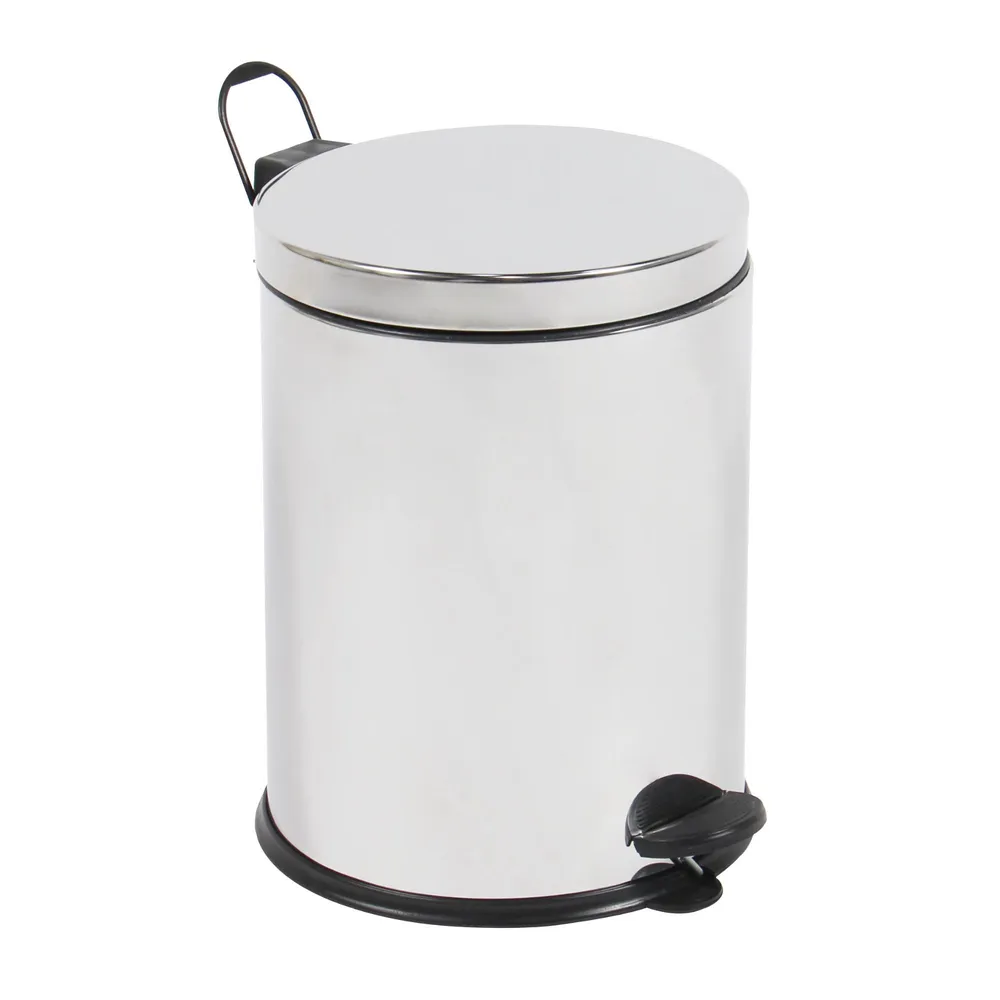 Cos gunoi BCK411400 din inox + plastic, forma cilindrica, cromat, cu pedala si capac batant, 8L