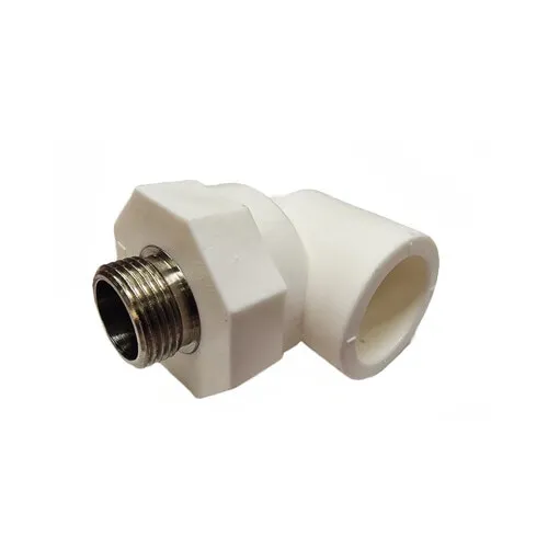 Cot PPR alb 90° cu filet metalic exterior 25x1/2”
