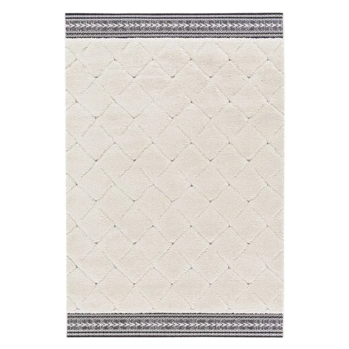 Covor living / dormitor Fara 65216-969, 200 x 290 cm, polipropilena, alb, dreptunghiular