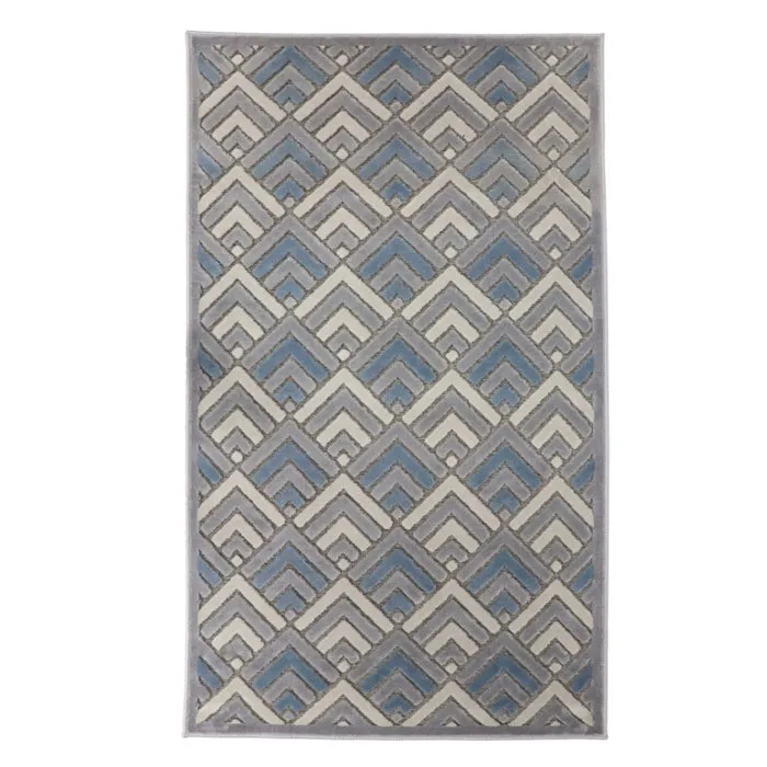 Covor living / dormitor Oriental Weavers Alice H 11/OH8, 80 x 140 cm, poliolefina, gri + albastru, dreptunghiular