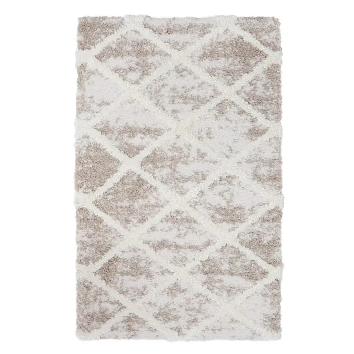 Covor living / dormitor Oriental Weavers Ivora Shag J 3071/PD9, 120 x 170 cm, poliester + polipropilena, crem, dreptunghiular