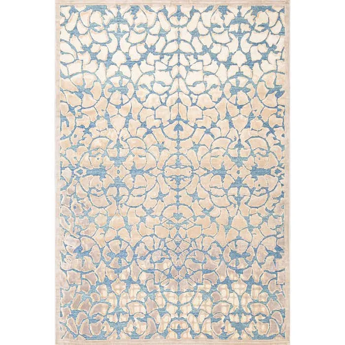 Covor living / dormitor Oriental Weavers Seychelles B 827/Q, 75 x 150 cm, poliester chenille, bej + albastru, dreptunghiular