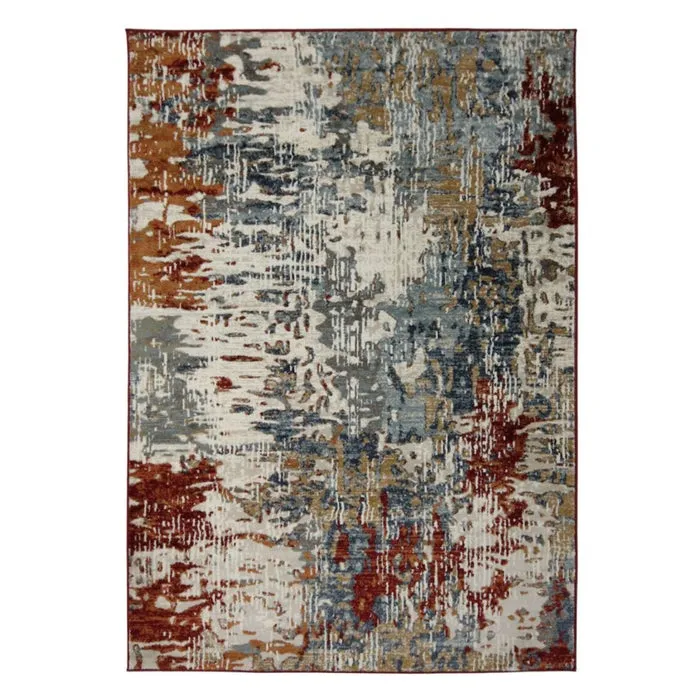 Covor living / dormitor Oriental Weavers Tamarai R 830/GB4, 80 x 120 cm, polipropilena heat-set, gri + alb + maro, dreptunghiular