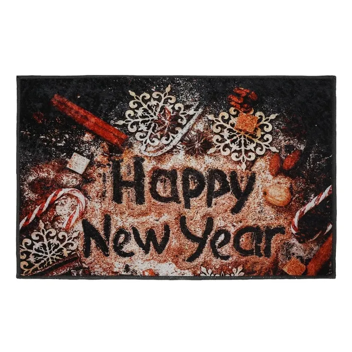 Covoras Craciun Brillant Happy New Year, 60 x 90 cm, poliester, multicolor, dreptunghiular