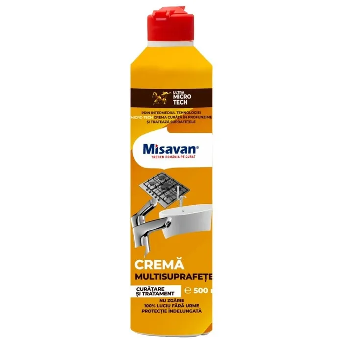 Crema pentru curatare multisuperficiala Misavan 500 ml, ideala pentru baie si bucatarie, consistenta cremoasa
