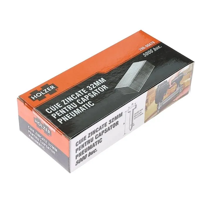 Cuie, Holzer, 32 mm, pentru capsator pneumatic, otel zincat, set 5000 bucati