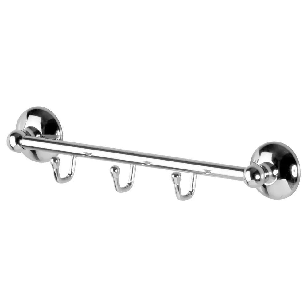 Cuier baie Lider 1104, montaj pe perete, cu 3 agatatori, 34.5 x 6 x 6 cm
