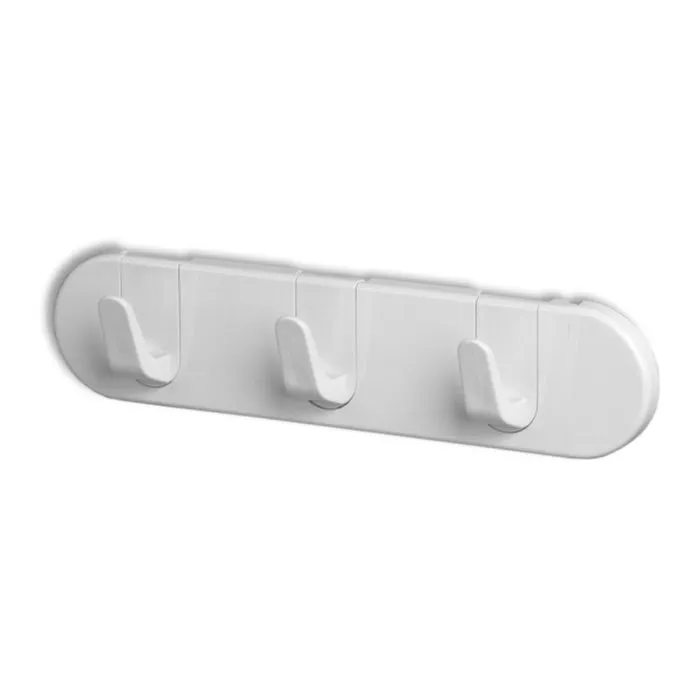 Cuier baie Lider, montaj pe perete, cu 3 agatatori, 12 x 6 x 7 cm, alb