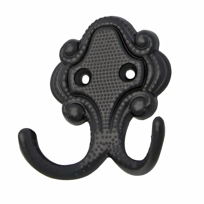 Cuier mobila cu 2 agatatoare, zamac, negru, pentru baie, dormitor, hol, prindere pe mobila / perete, 494.26.19