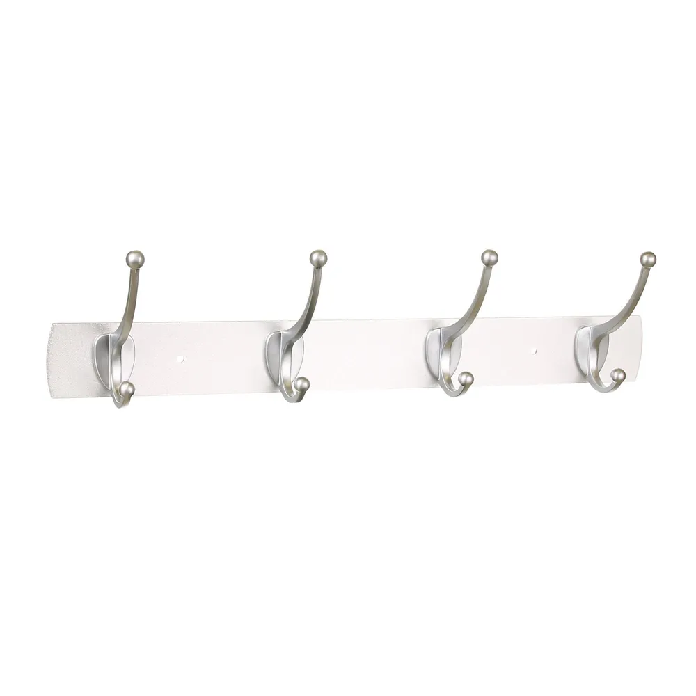 Cuier perete, 4 agatatoare duble, metal, 44 cm, crom