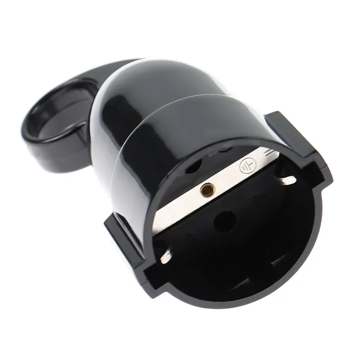 Cupla impamantare cu inel Hoff Line, policarbonat, IP20, neagra, cu protectie copii, 16 A, 250 V