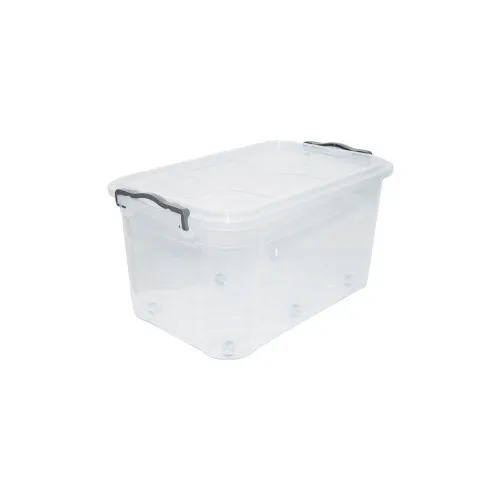 Cutie depozitare 50L cu capac si roti plastic transparenta