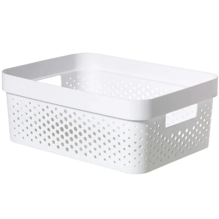 Cutie depozitare Curver Infinity Recycled, plastic reciclat, manere, 11 L, alb, 35.6 x 26.6 x 13.6 cm