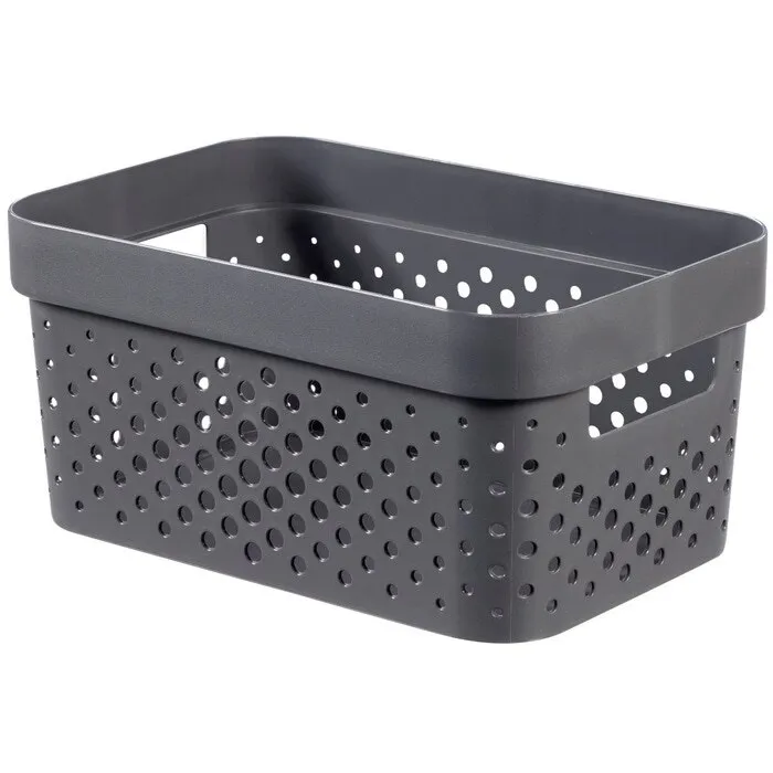 Cutie depozitare Curver Infinity Recycled, plastic reciclat, manere, 4.5 L, gri, 26 x 17.5 x 12.3 cm