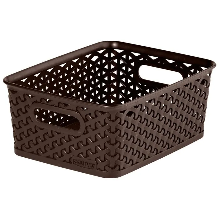 Cutie depozitare suprapozabila Rattan Curver, maro, 4 L, 25.5 x 19.6 x 10.2 cm