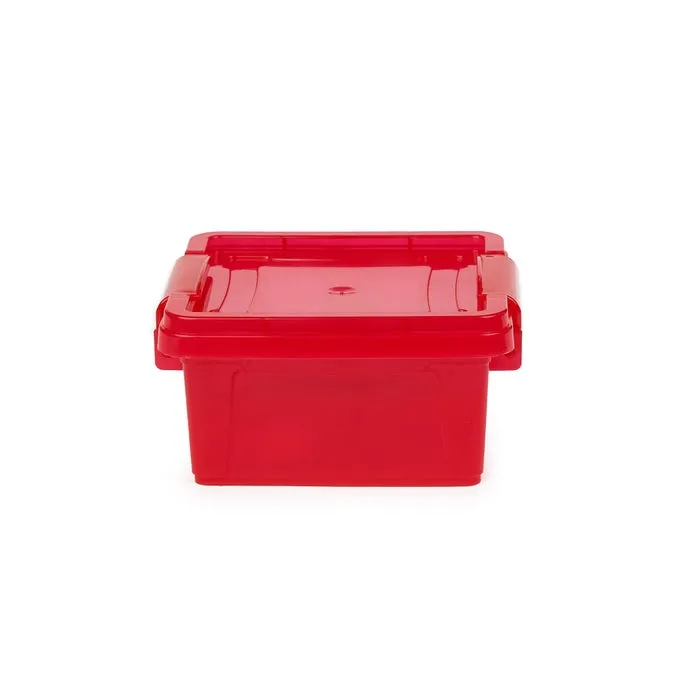 Cutie Mara pentru alimente, plastic, patrata, cu maner, rosu 0.3 L