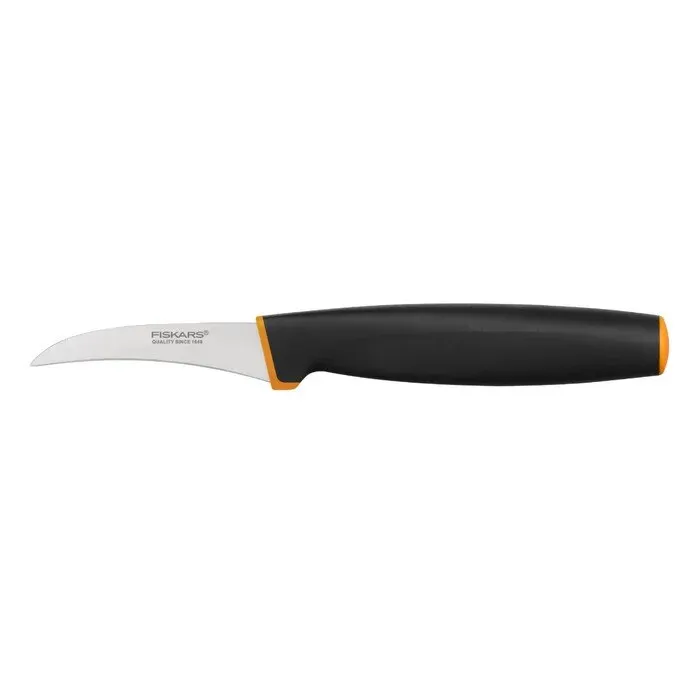 Cutit pentru curatat Fiskars Control+, otel inoxidabil, negru + portocaliu, 7 cm