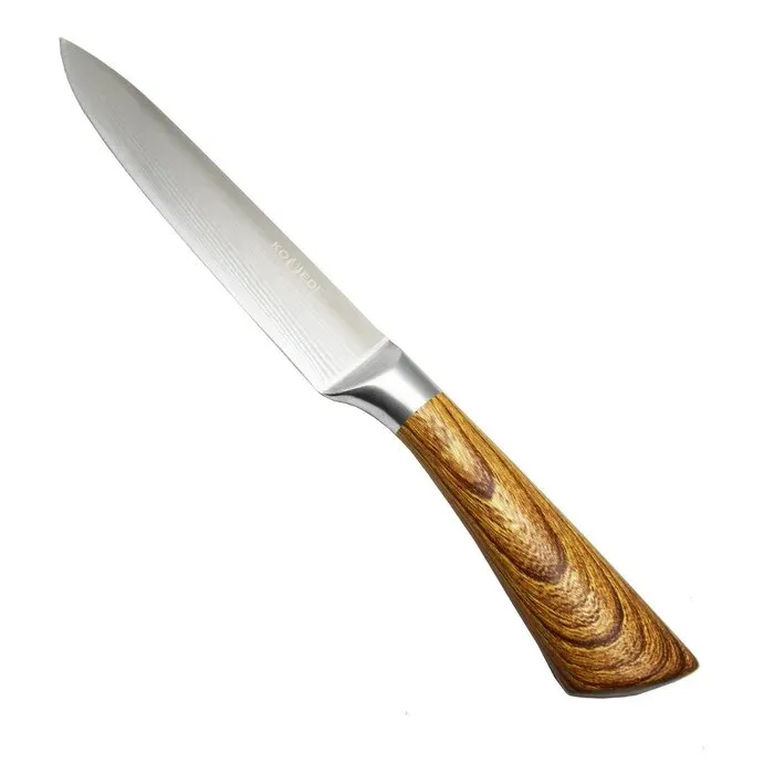 Cutit pentru feliat, Konedi, otel inoxidabil, maner imitatie lemn, 20 cm