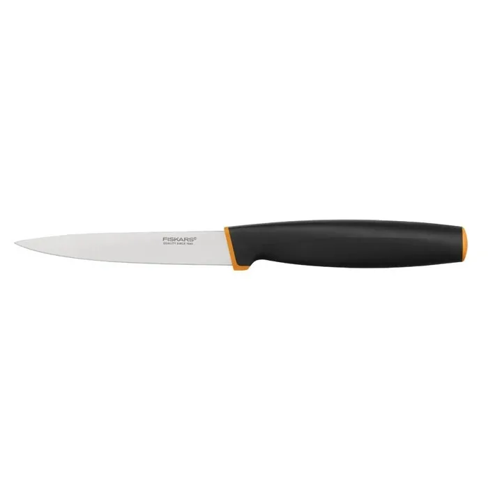 Cutit pentru legume Fiskars Control+, otel inoxidabil, negru + portocaliu, 11 cm