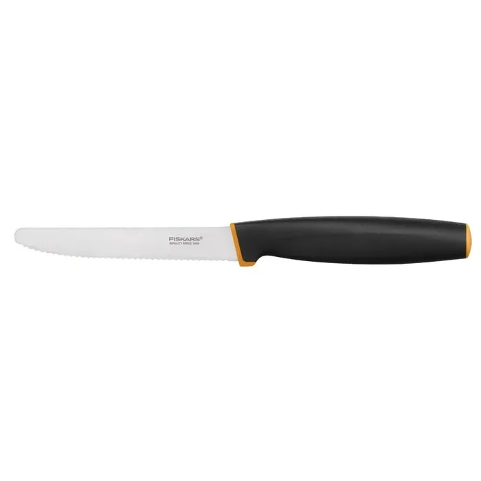 Cutit pentru tomate, Fiskars, lama otel inoxidabil, 11 cm, negru + portocaliu