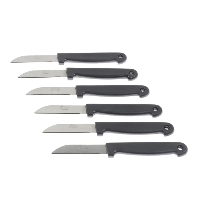 Cutite pentru curatat legume, Kasemi, inox + plastic, lama 6 cm, set 6 bucati