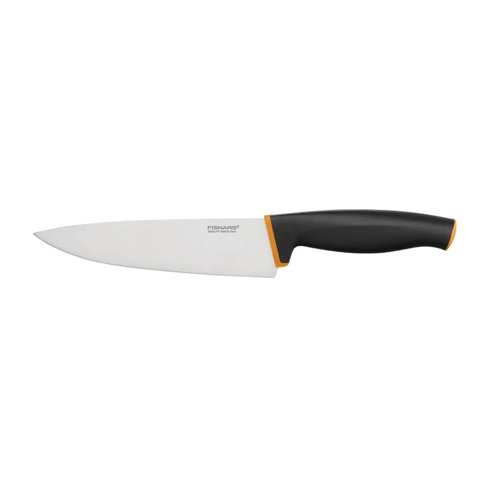Cutitul bucatarului Fiskars Control+, mediu, otel inoxidabil, negru + portocaliu, 16 cm