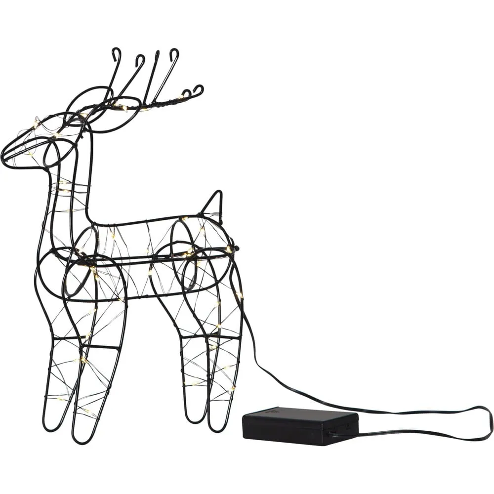 Decoratiune ren acril, 24 LED-uri cu lumina calda constanta, 49 cm, alimentare baterii